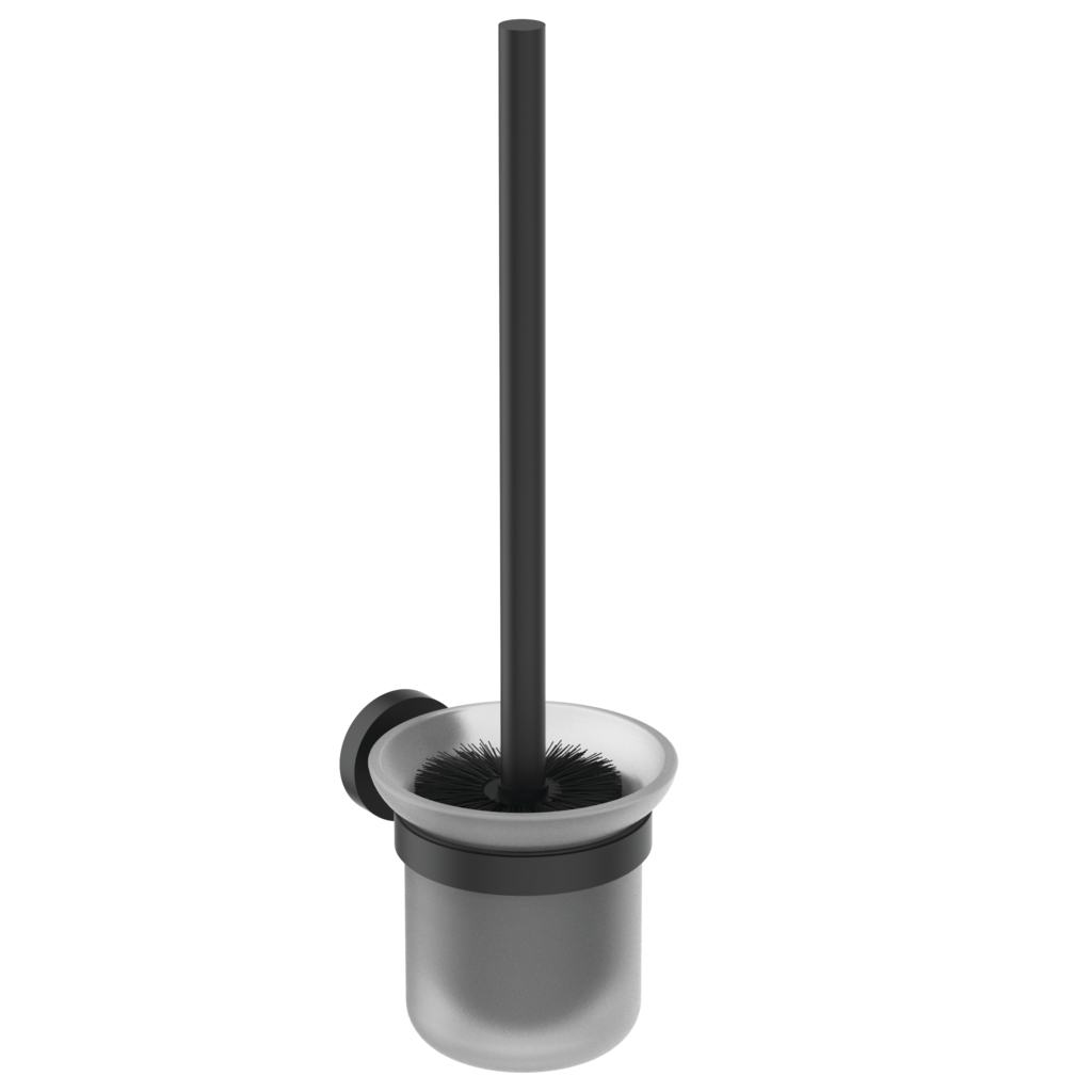 IOM четка за WC с държач, конзолна Черна коприна (черен мат)